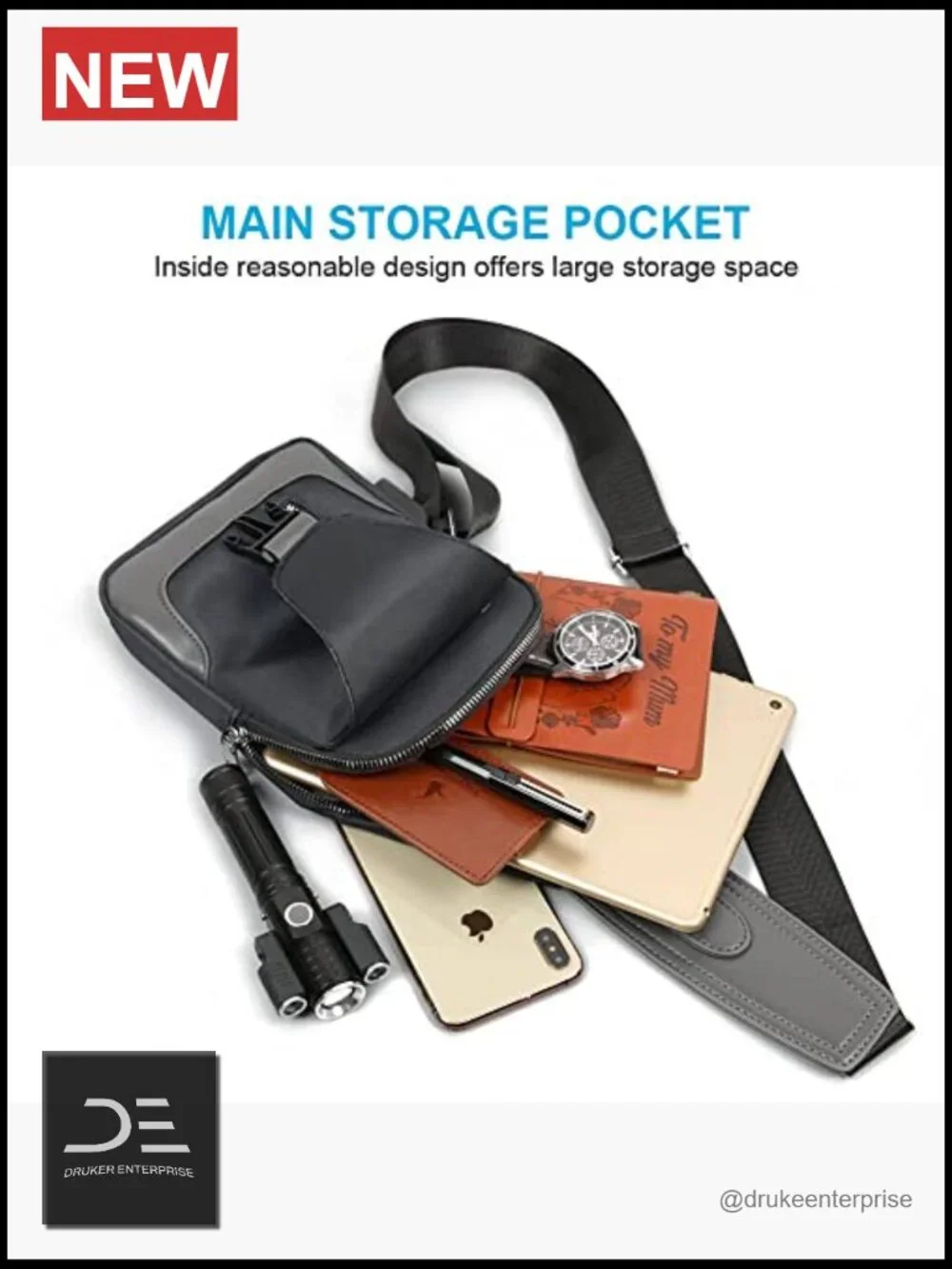 Sling Backpack with USB Charging Port, Oxford Fabric Crossbody Chest Bag for